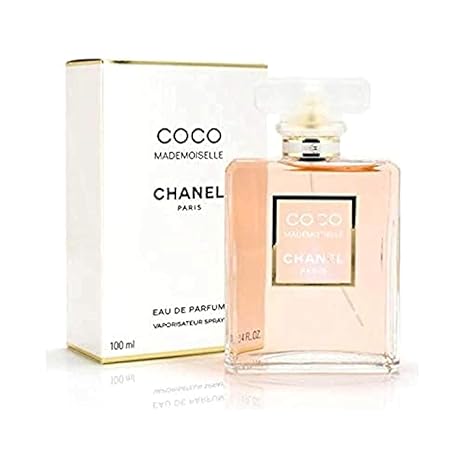 Chanel Coco Mademoiselle perfume bottle and packaging on a white background