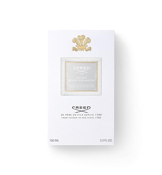 Creed mountain water perfume packaging on a white background
