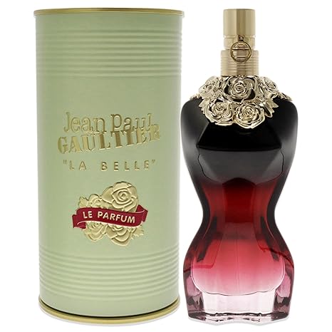 Jean Paul Gaultier La Belle perfume bottle and packaging on a white background