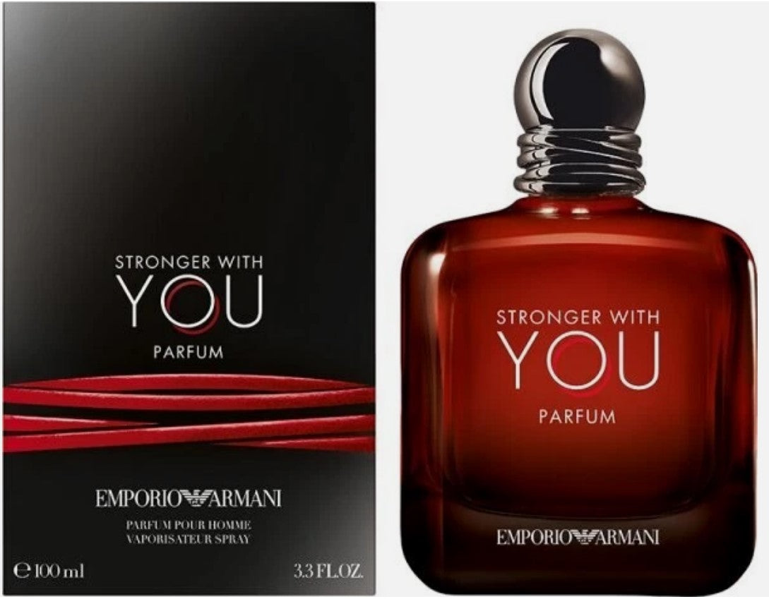 Emporio Armani 'Stronger with You' perfume bottle and packaging on a white background