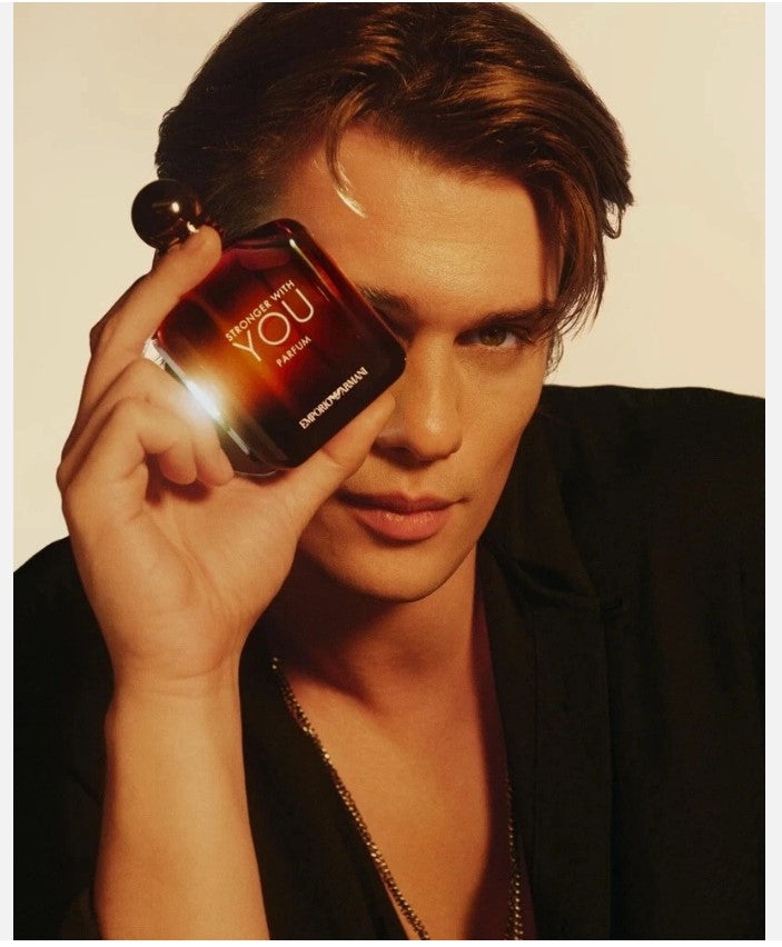 Emporio Armani 'Stronger with You' perfume bottle and packaging on a white background