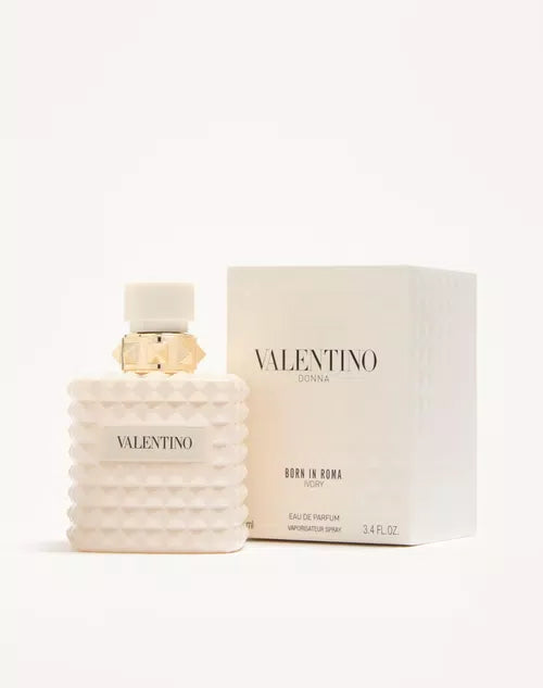 Valentino perfume bottle and packaging on a white background
